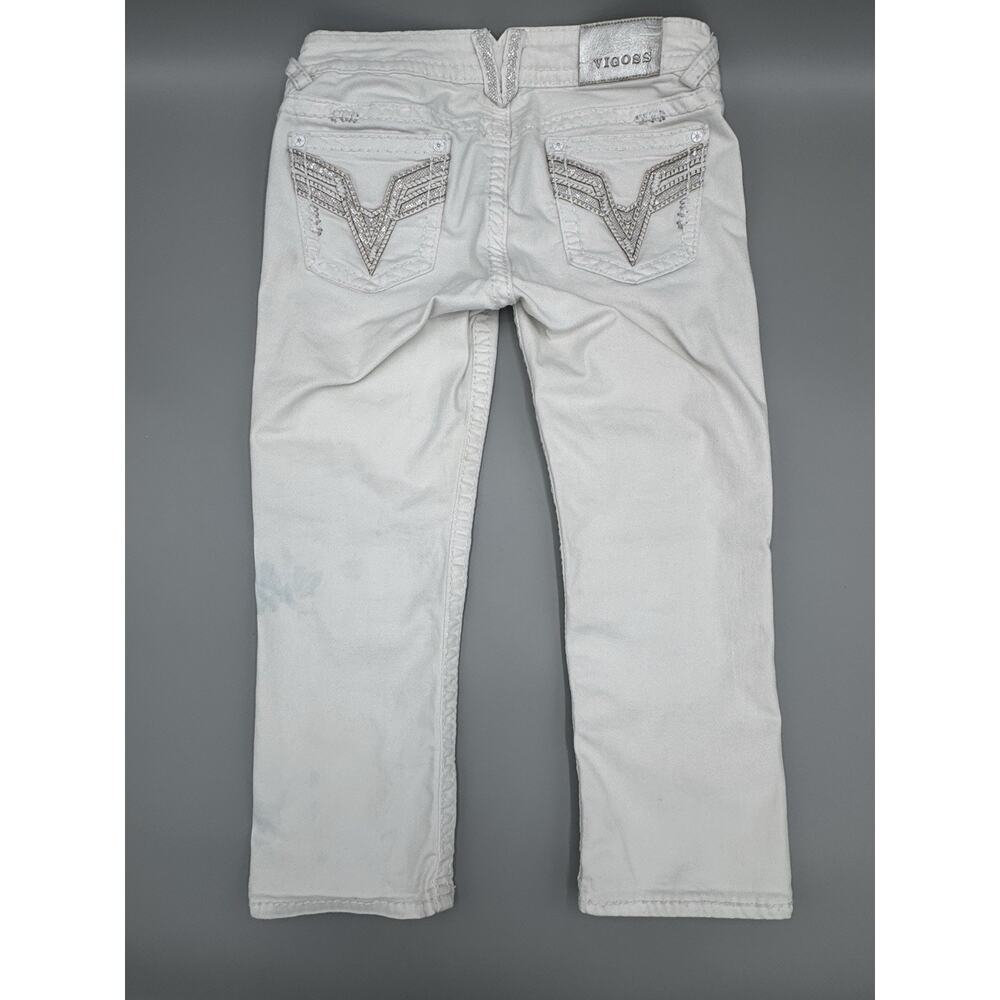 Women's‎ VIGOSS The Chelsea Capri Denim White Size 30x21 Embroidered Pockets - Picture 6 of 13
